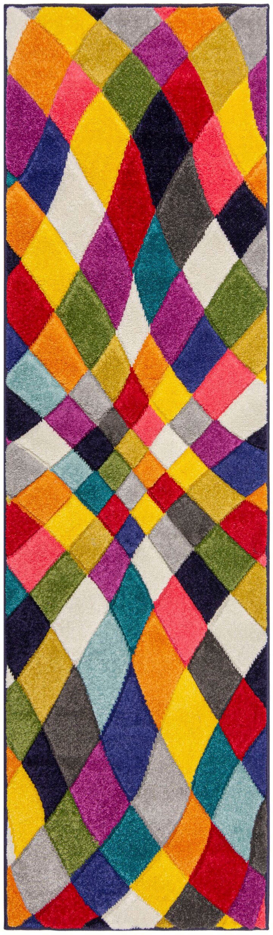 FLAIR RUGS Läufer Rhumba, rechteckig, Höhe: 10 mm, fußbodenheizungsgeeignet, strapazierfähig, buntes Muster, Rauten