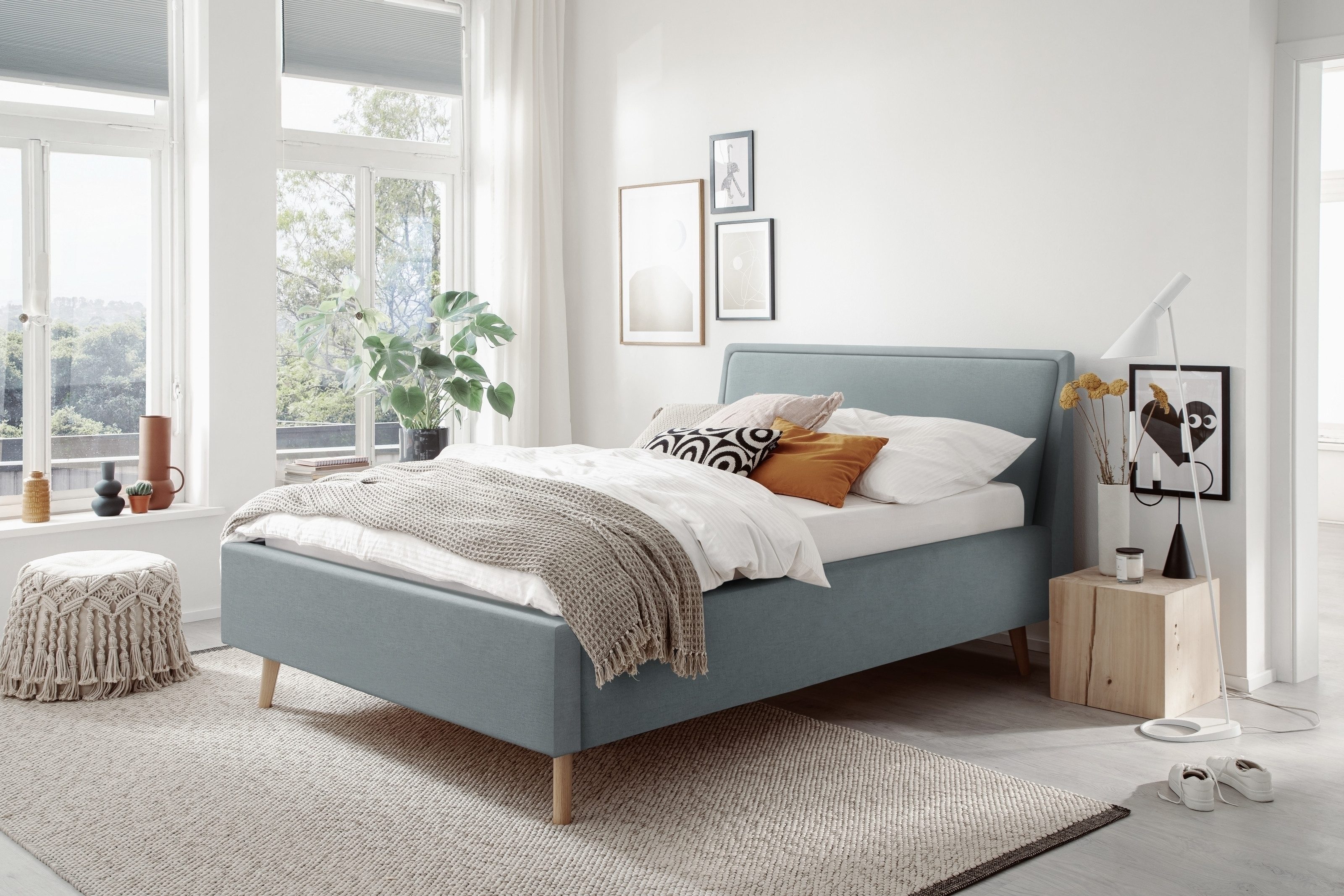 freiraum Polsterbett Frieda, Liegefläche 140x200 cm, Eisblau, Stellmaß: 156x105x224cm (BxHxT)