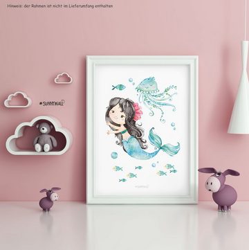 Sunnywall Poster Poster Kinderzimmer Meerjungfrau (3er Set), Meerjungfrau (Set, 3 St), Poster