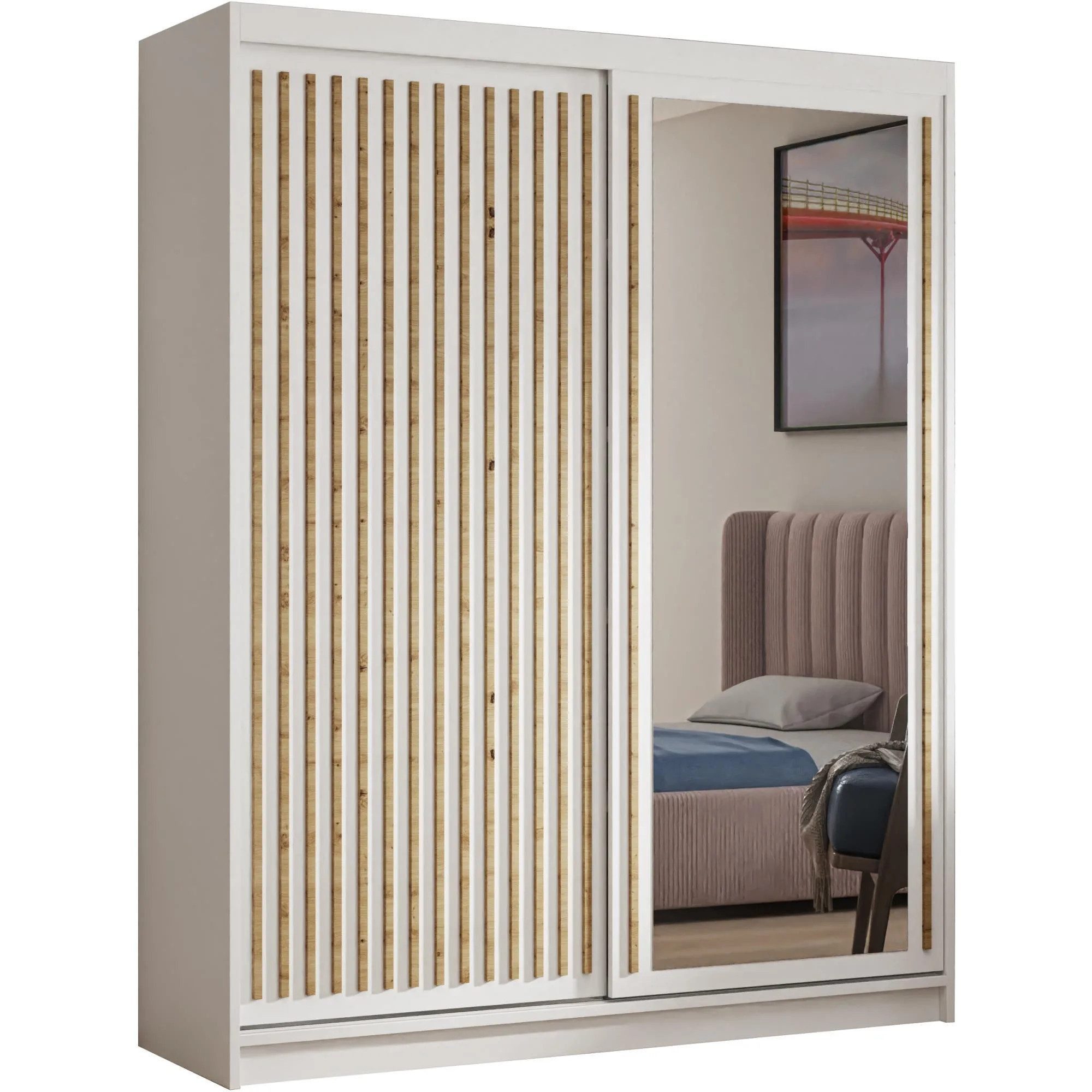 Beautysofa Garderobenschrank Kleiderschrank Donatello mit Schiebetüren günstig online kaufen