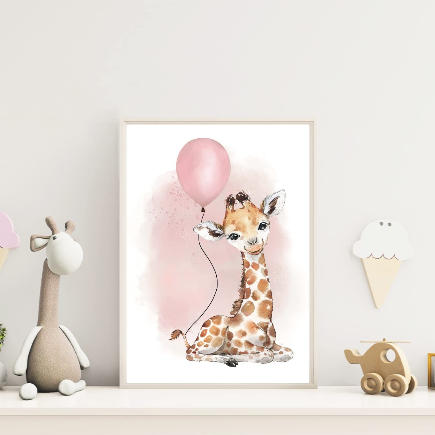 MeinBaby123® Poster Kinderzimmer Poster, Giraffe & Luftballon rosa – Bild 5 von 5