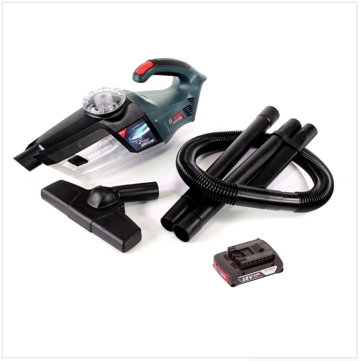 Bosch Professional Akku-Handstaubsauger GAS 18V-1 Akku Staubsauger 18V + 1x Akku 2,0Ah - ohne Ladegerät