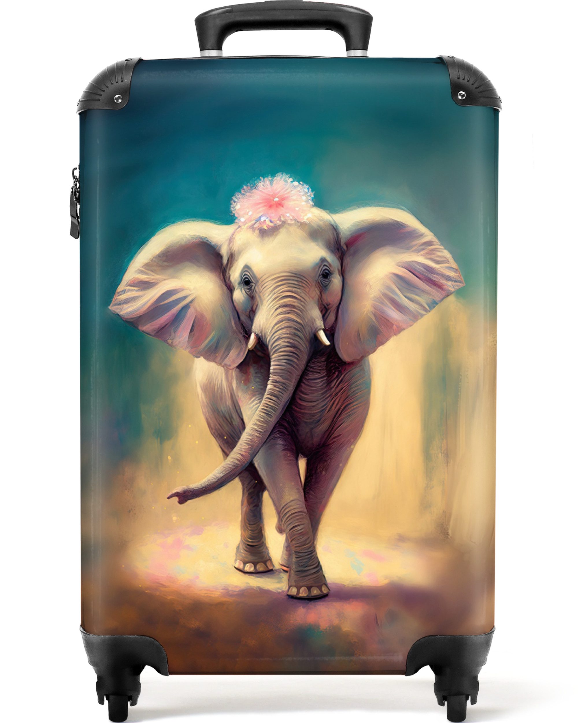 Kinderkoffer Elefant - Tiere - Malen - Blumen - Porträt - Kinder 55x35x20cm