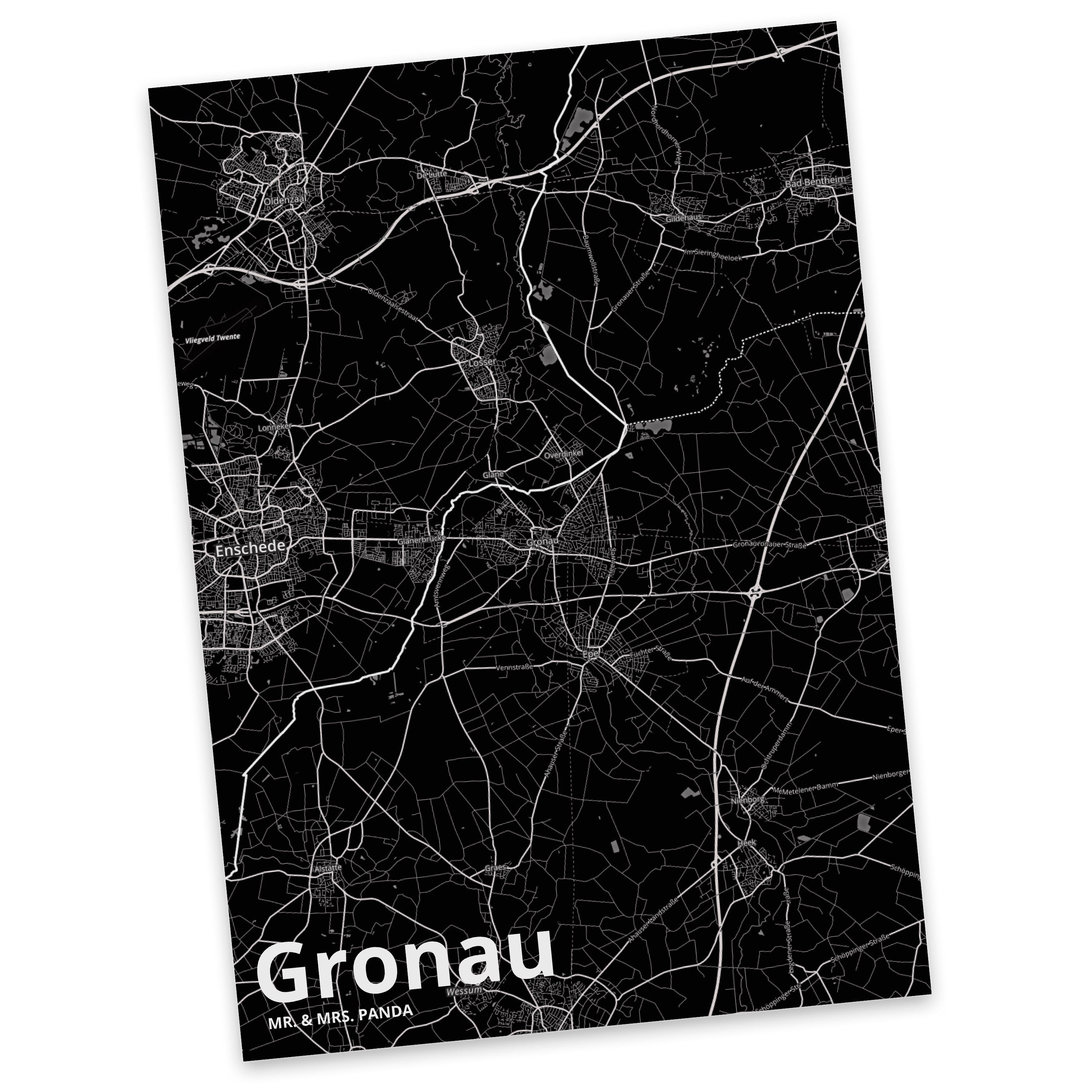 Stadtplan, Geschenk, Karte Mrs. E Postkarte - Karte, Stadt Map & Gronau Dorf Panda Landkarte Mr.