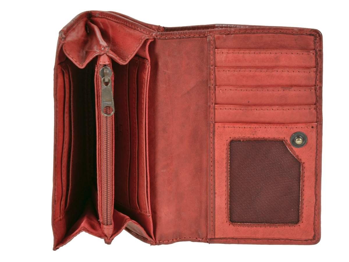 Geldbörse knautschiges rot, Leder Kartenfächer Bear 9 Damenbörse, Lieke, Design in Portemonnaie,