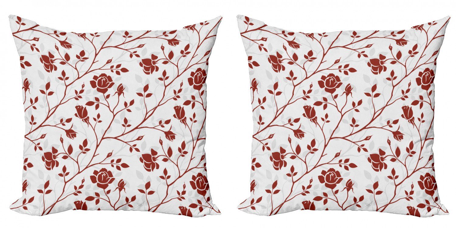 Kissenbezüge Modern Accent Doppelseitiger Digitaldruck, Abakuhaus (2 Stück), Blumen Monochrome Rose Leaves | Kissenbezüge
