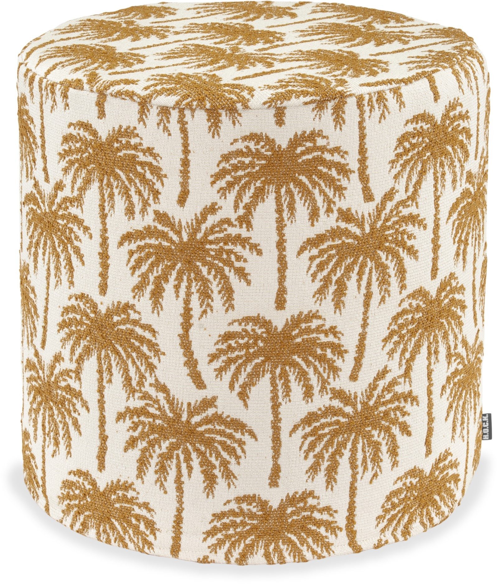 H.O.C.K. Sitzhocker H.O.C.K. Vamosa Palms Outdoor Hocker ø40x45cm rund maisgelb Palmen, Hocker, Sitzhocker, Pouf Hocker, Barhocker - wetterfest, vielseitig