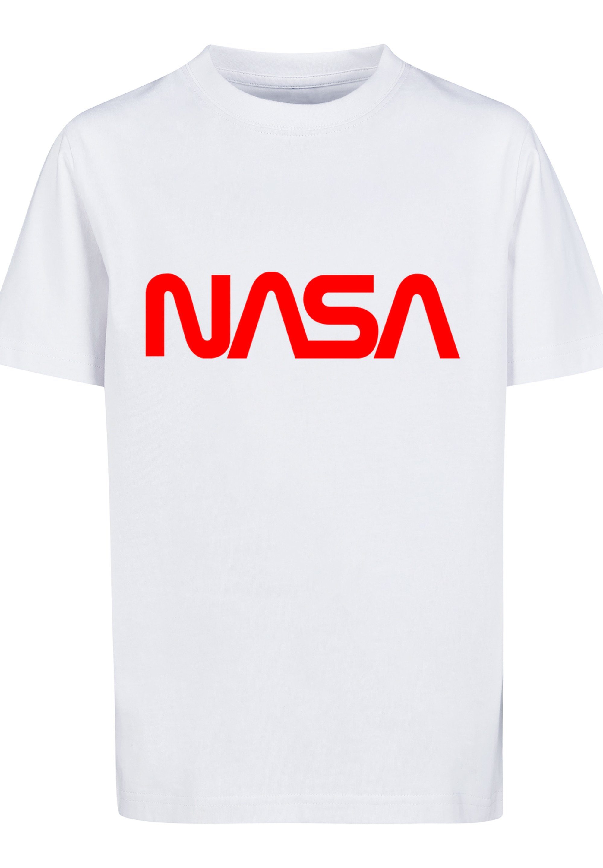 F4NT4STIC T-Shirt NASA Modern Logo White Unisex Kinder,Premium Merch,Jungen, Mädchen,Bedruckt, Unser Model ist 146cm groß und trägt Größe 146/152