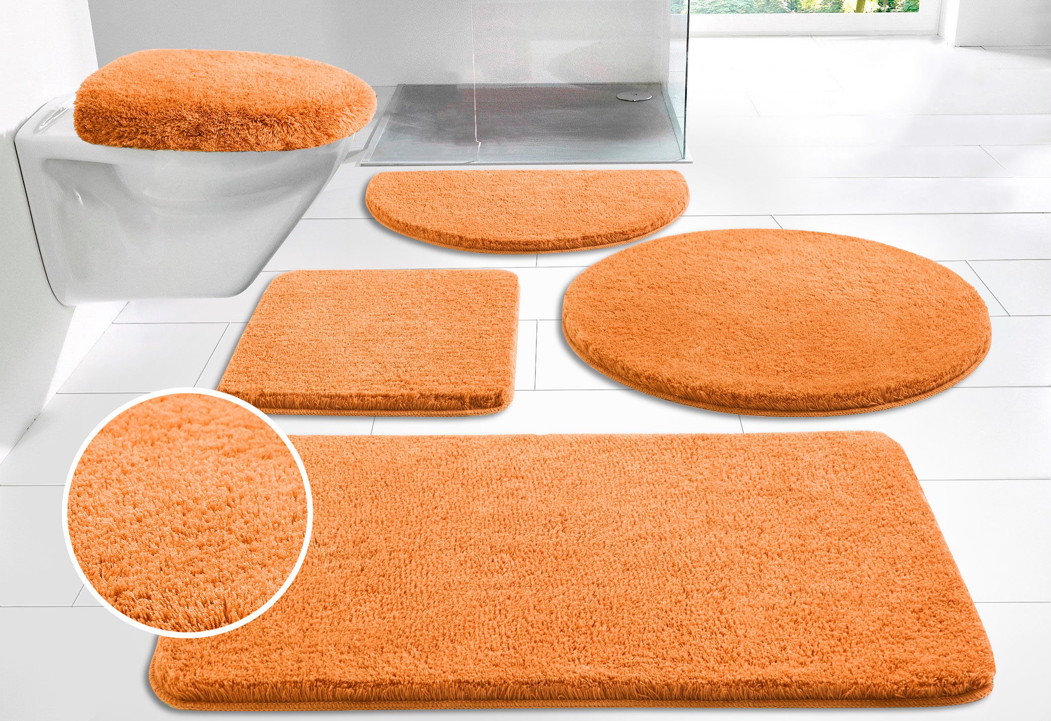 my home Badematte Merida, Badvorleger, Badezimmer Teppich, Höhe 32 mm, rutschhemmend beschichtet, fußbodenheizungsgeeignet, schnell trocknend, strapazierfähig, Kunstfaser, halbrund, Badteppich, Uni Farben, rechteckig, rund & als 2-tlg. Set erhältlich