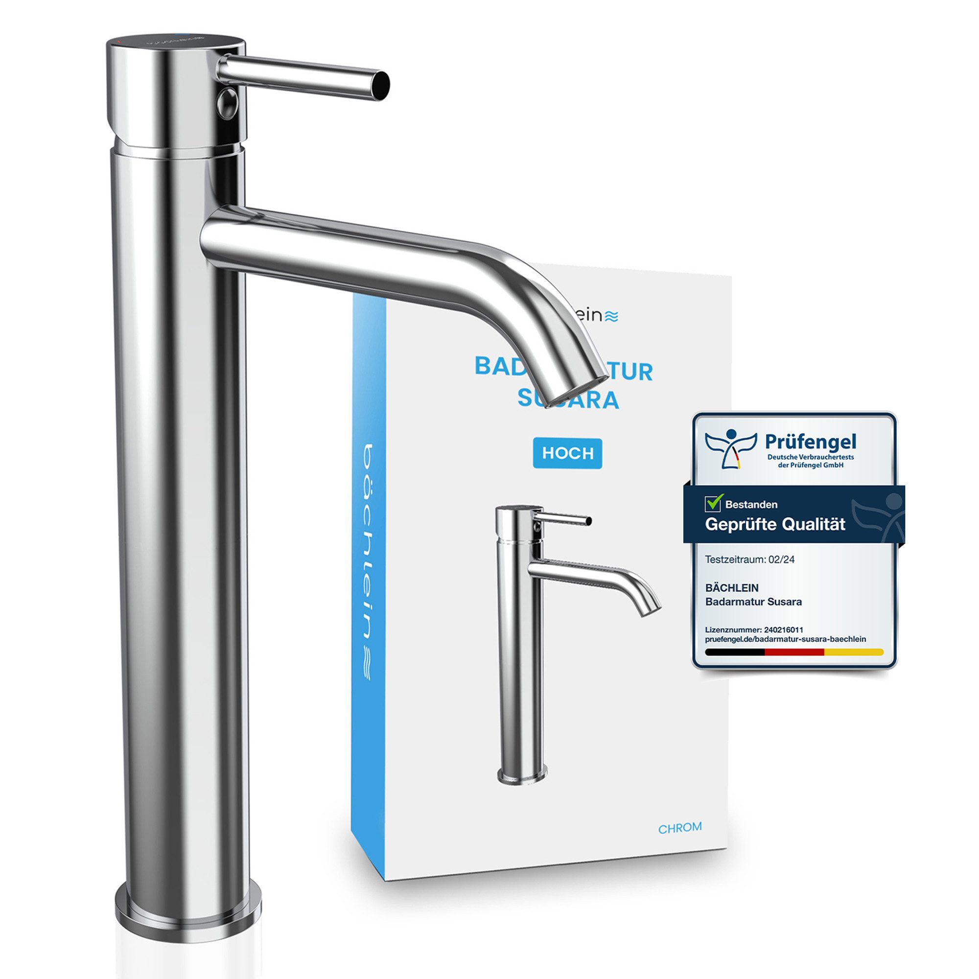 Bächlein Badarmatur Wasserhahn Susara aus Edelstahl, Waschbecken Armatur