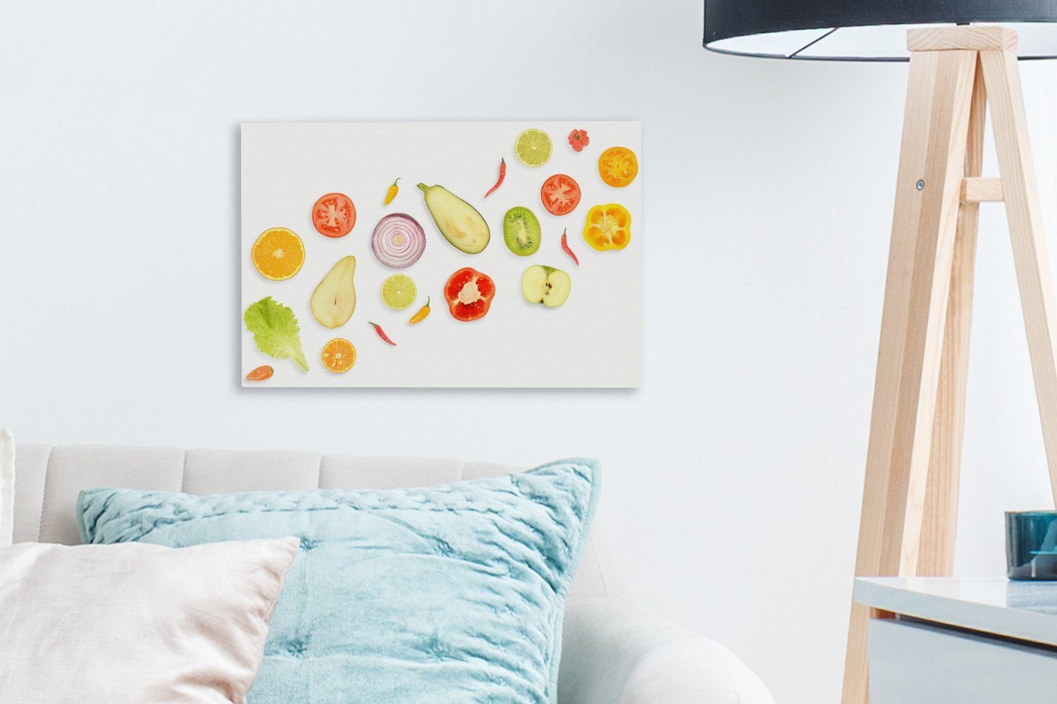 Weiß, Apfel Leinwandbilder, Wanddeko, 30x20 Leinwandbild Aufhängefertig, - Kopfsalat St), (1 cm Wandbild - OneMillionCanvasses®
