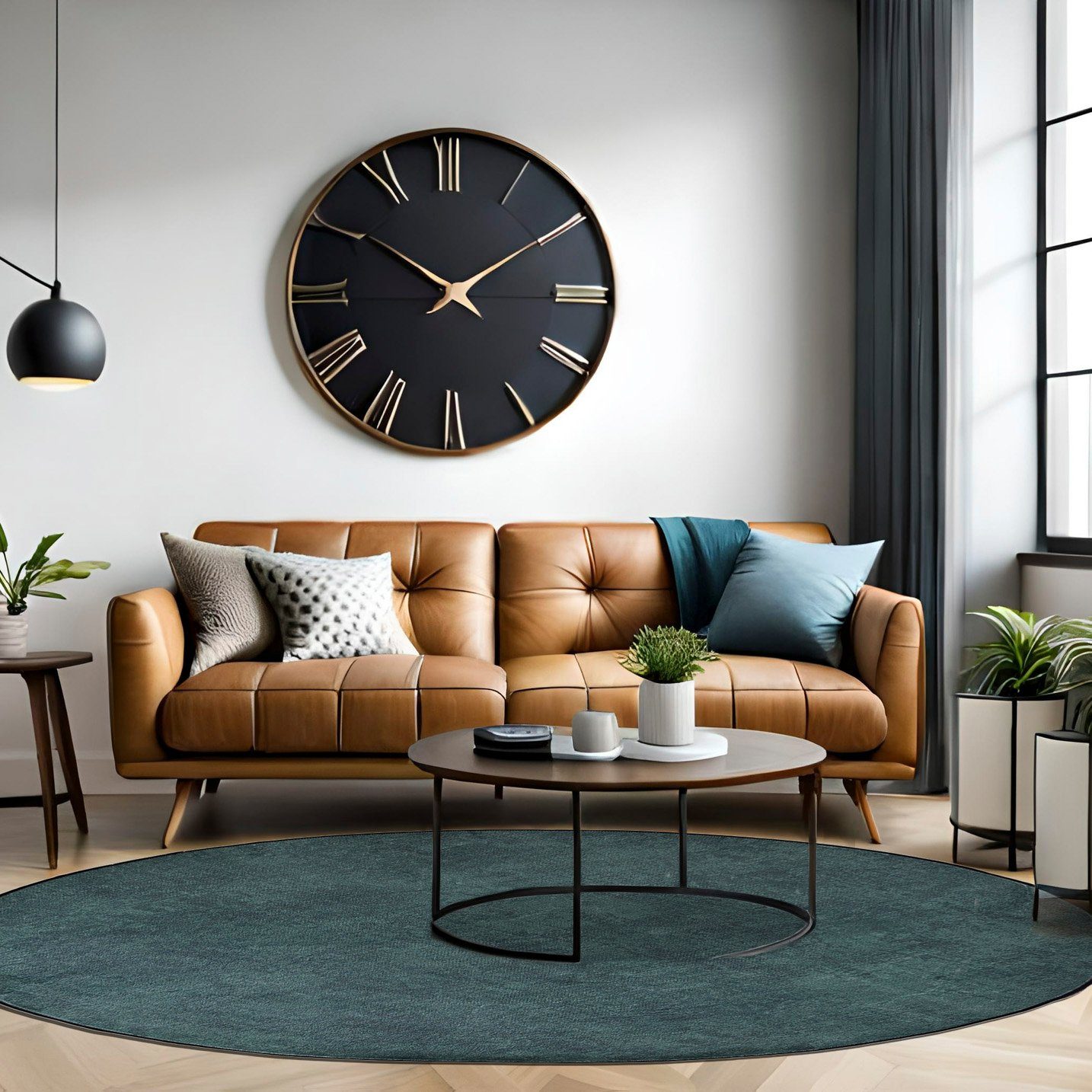 Mazovia Designteppich Modern Rund Teppich Wohnzimmerteppich Abstrakt Grün, günstig online kaufen