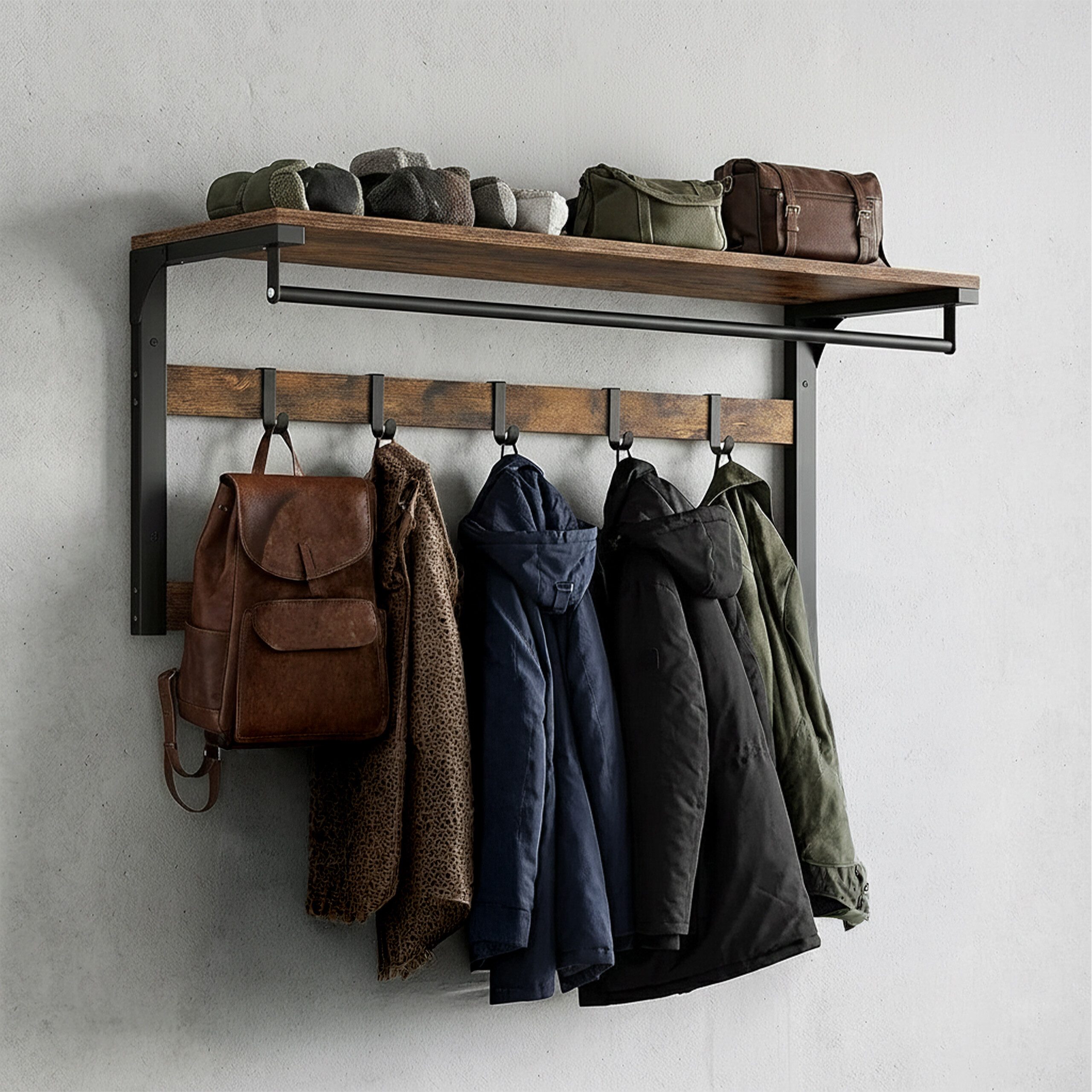 relaxdays Wandgarderobe 3 in 1 (1 St), Eiche-Weiß, 65 cm – Bild 5 von 5