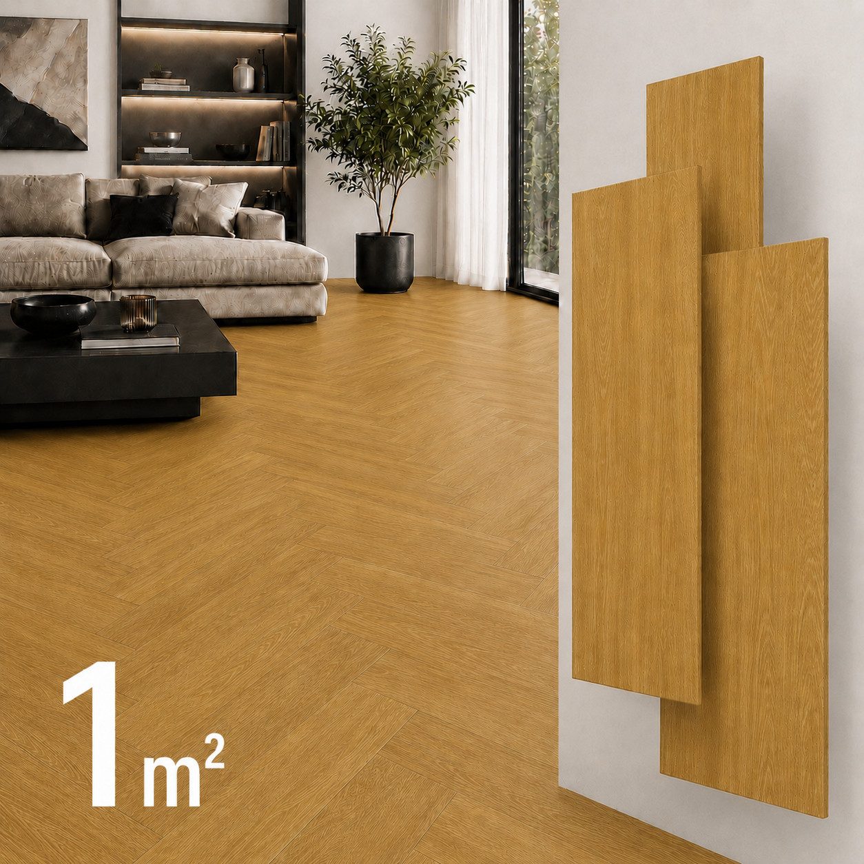 NoblesBox Designboden SPC Vinylboden Fischgrät 5,5 mm Klick wasserfest Holzoptik, Paket mit 24 Dielen, 12 x A und 12 x B, wasserfest,pflegeleicht, kleberfrei, Fischgrät-Design, formstabil