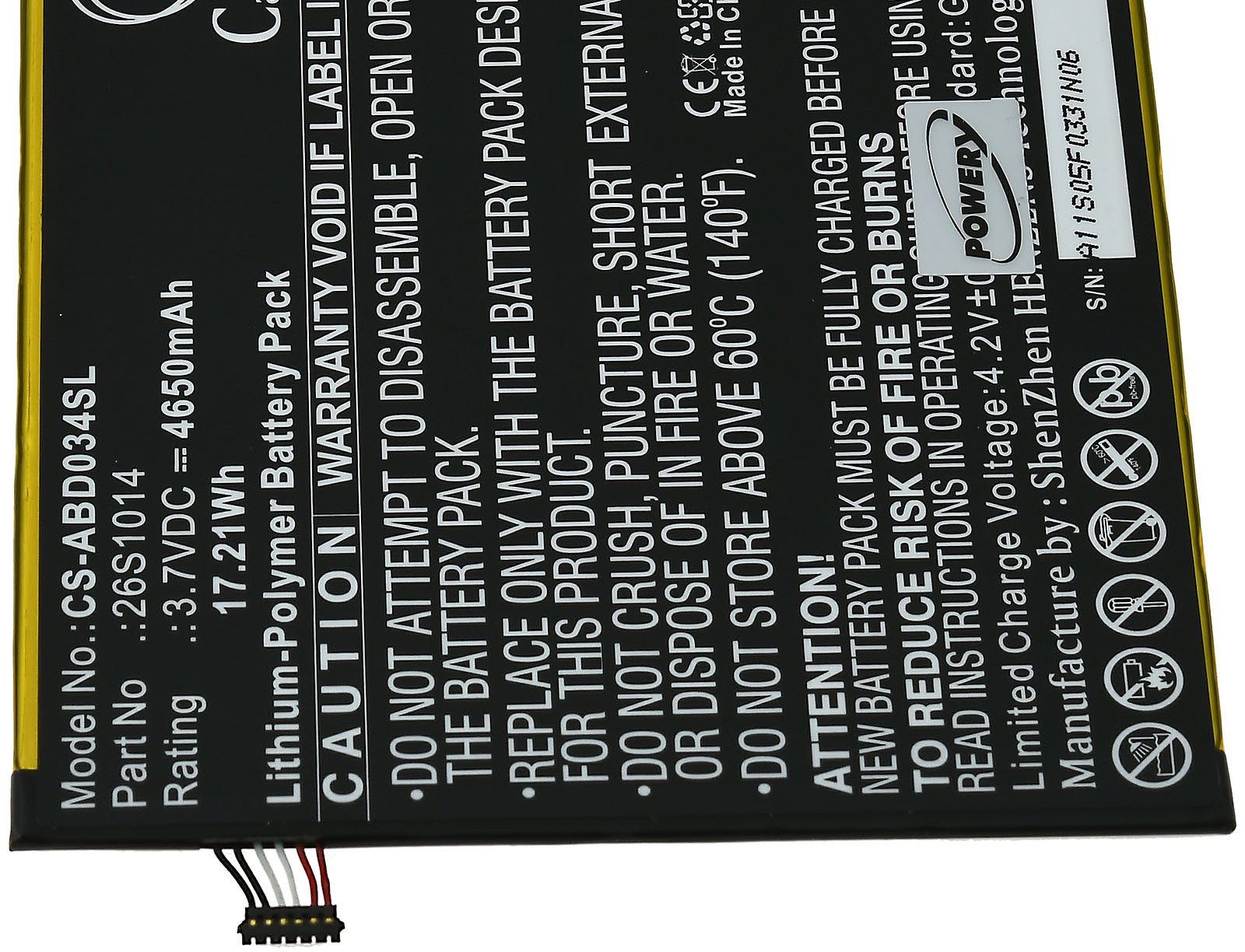 V) Laptop-Akku Amazon für Powery MC-31A0B8 (3.7 Typ 4650 mAh Akku