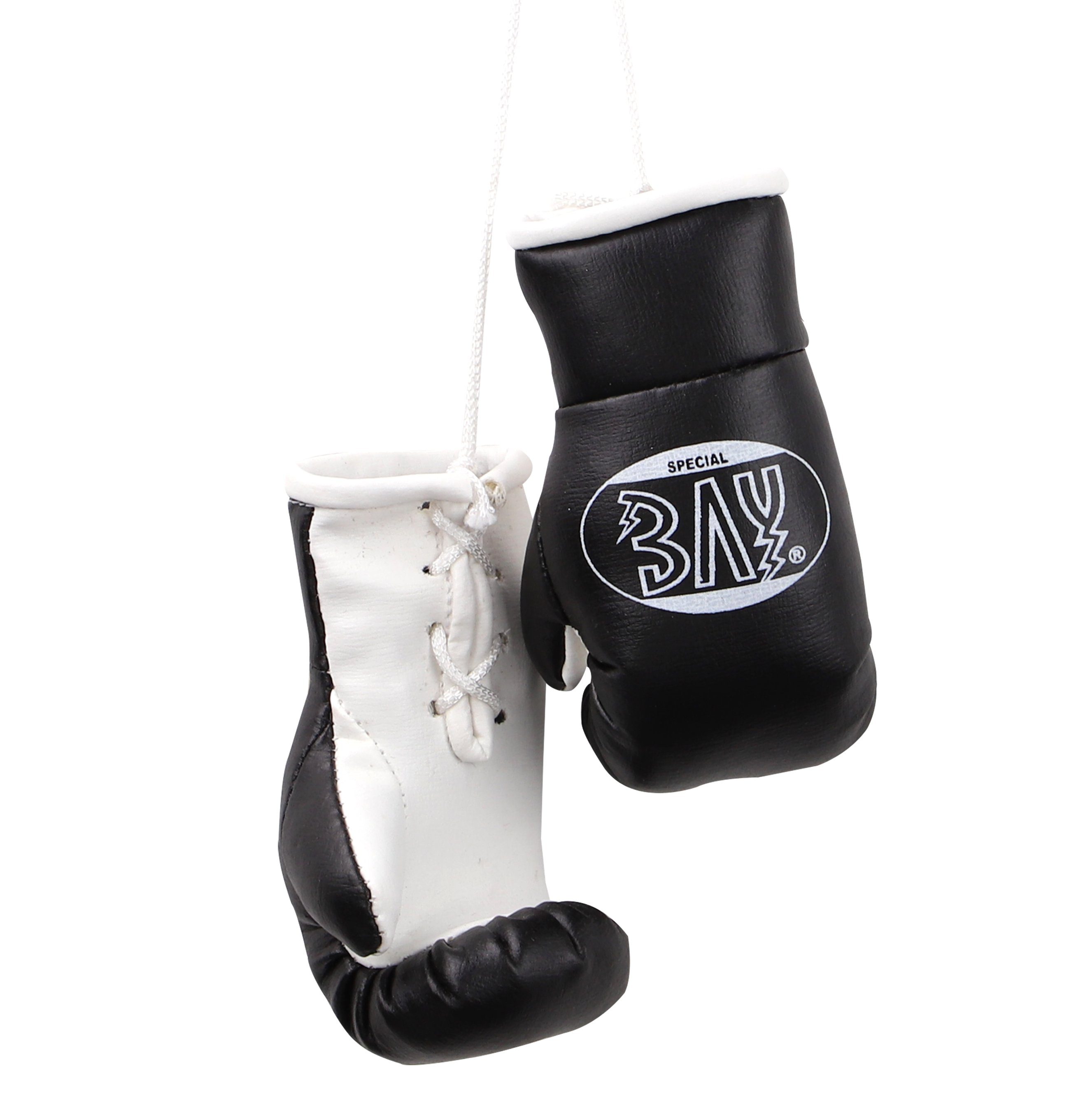 BAY-Sports Boxhandschuhe Mini Deko Box-Handschuhe Boxen Geschenk Auto Paar schwarz, Anhänger für Tasche, Autospiegel usw.