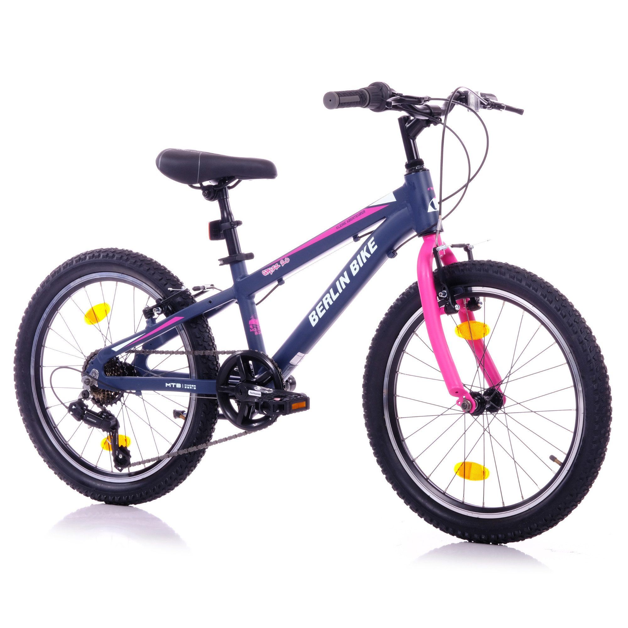 BERLIN BIKE Kinderfahrrad Grizz Kinderfahrrad 20 Zoll, leichtes Aluminiumrahmen, 7 Gang Shimano RD-TY200 Schaltwerk, Kettenschaltung, Mitwachsend dank höhenverstellbarem Sattel und Lenker
