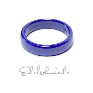 Edelschmiede925 Fingerring edler Keramik Ring halbrund blau 5 mm #58