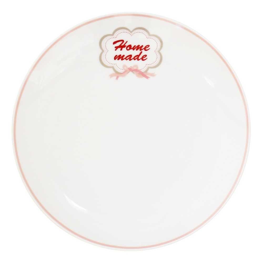 Krasilnikoff Kuchenteller Krasilnikoff Kuchenteller HOME MADE Weiß mit Rosa Rand 20 cm