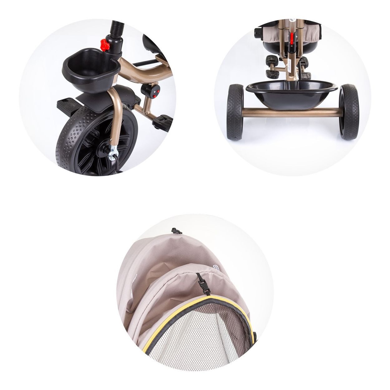 Babyshoppen Dreirad Geschwisterdreirad Tricycle Hip Hop, Schiebegriff, Sitze 360° drehbar, Gurte