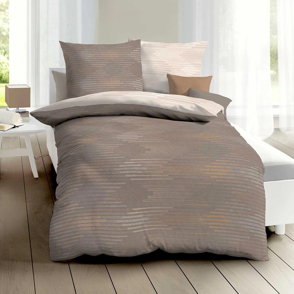 TRAUMSCHLAF Bettwäsche Ikat, Biber, 3 teilig, günstig online kaufen