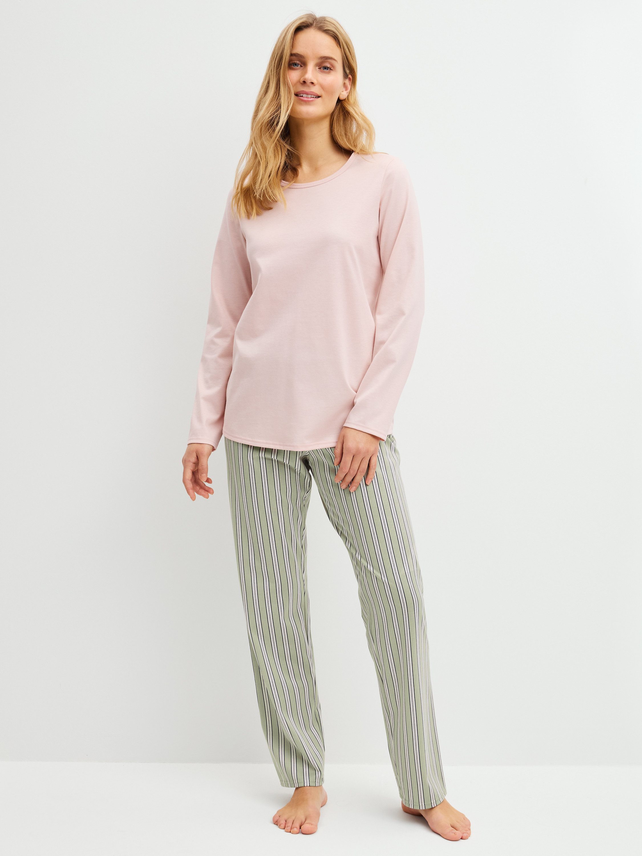 CALIDA Pyjama Graphic Nights Damen (2 tlg) weich, atmungsaktiv, komfortabel, elastischer Hosenbund