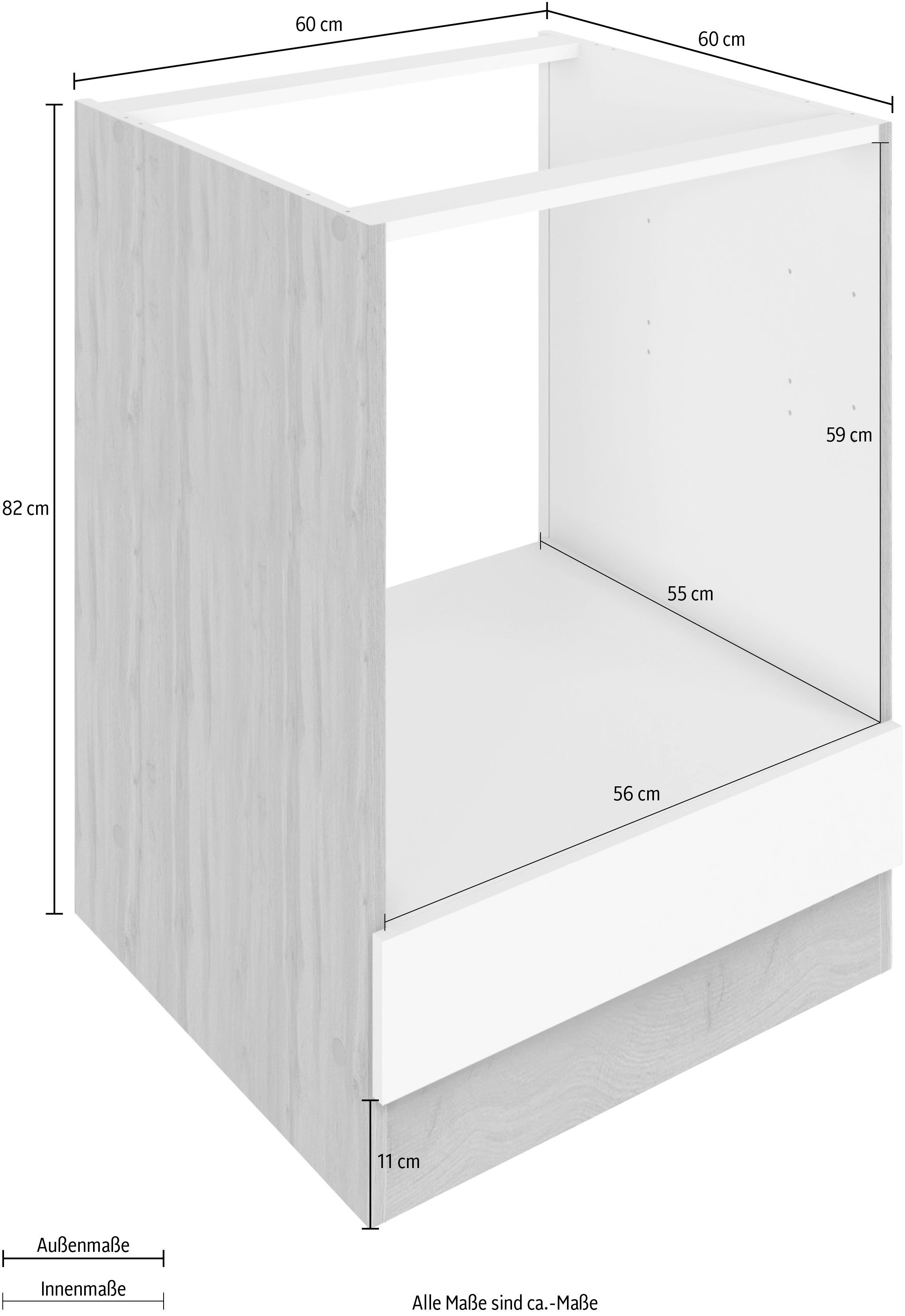 HELD MÖBEL Herdumbauschrank Luhe 60 Matt/wotaneiche cm breit | weiß wotaneiche