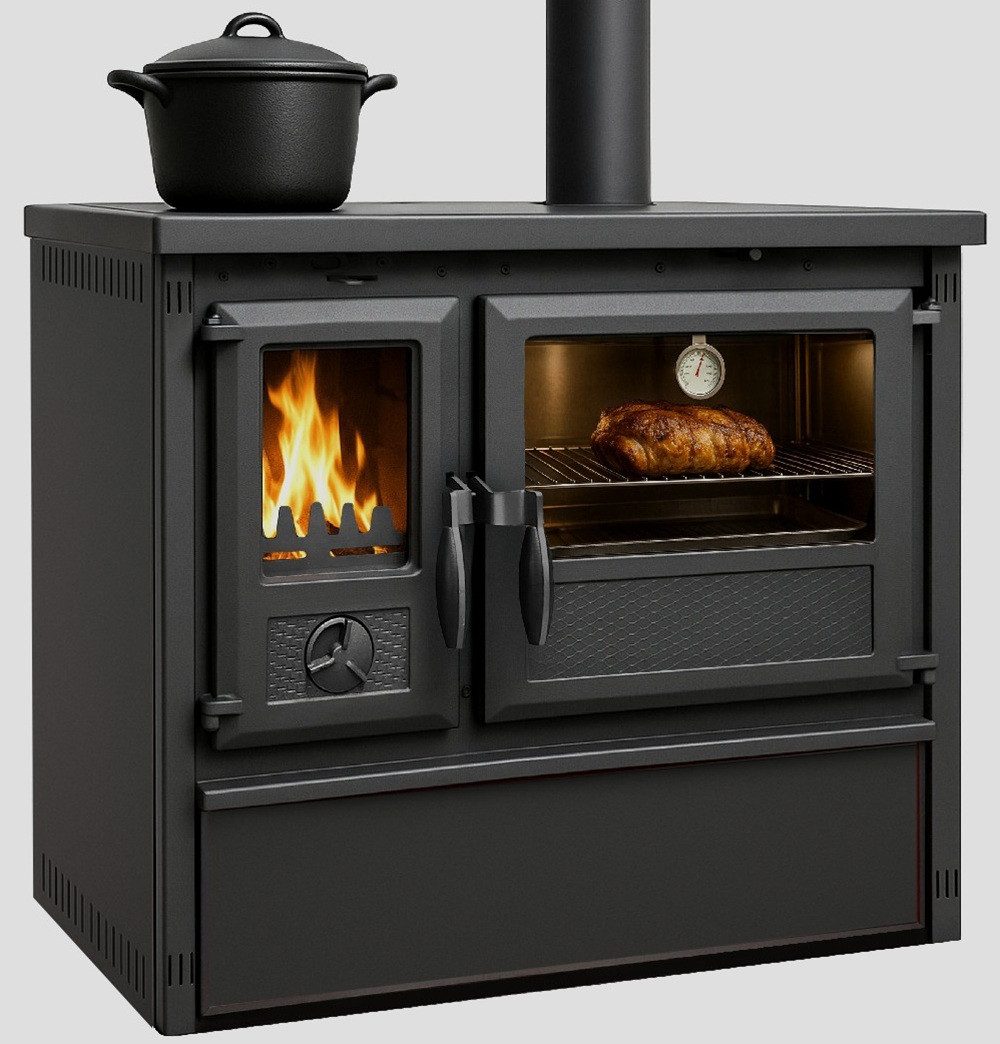 TRGO Festbrennstoffherd Küchenofen Modell Forno - schwarz - 6 kW, 6 kW