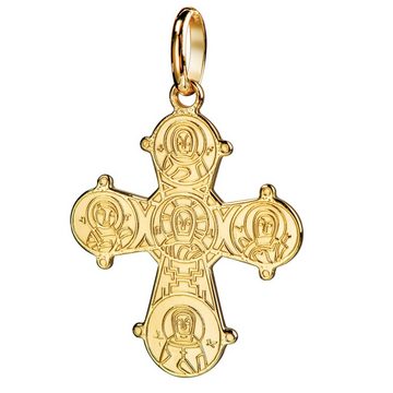 JEVELION Kreuzkette Kreuzanhänger 585 Gold - Made in Germany (Goldkreuz, für Damen und Herren), Mit Kette vergoldet- Länge wählbar 36 - 70 cm oder ohne Kette.