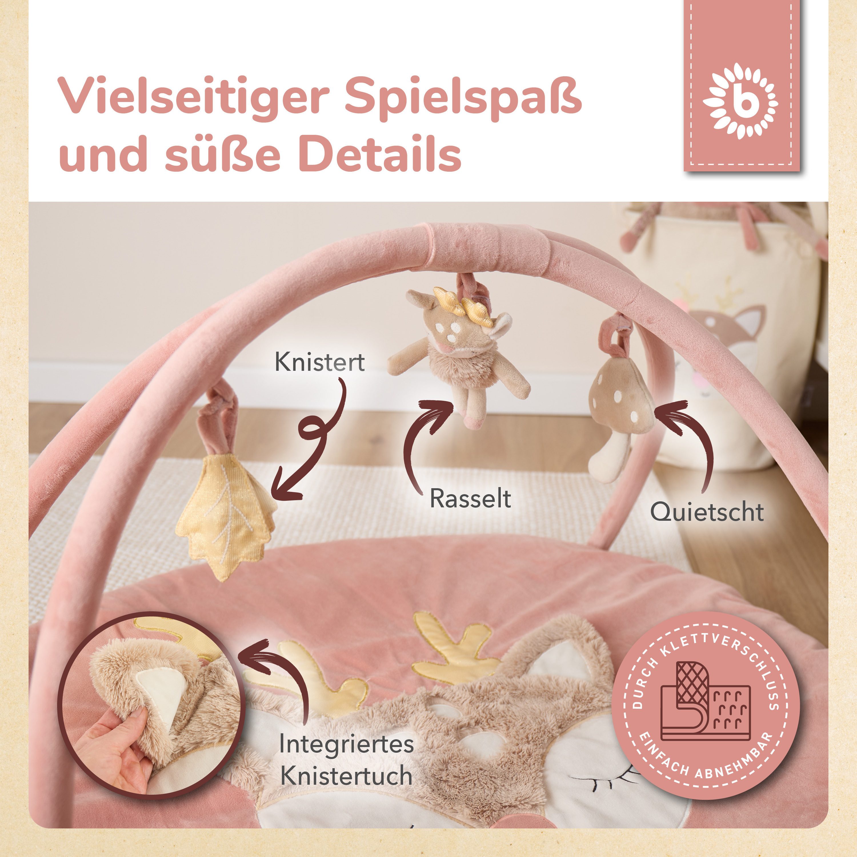 BIECO Baby Gym Bieco Spieldecke mit Activitybogen Reh Ella