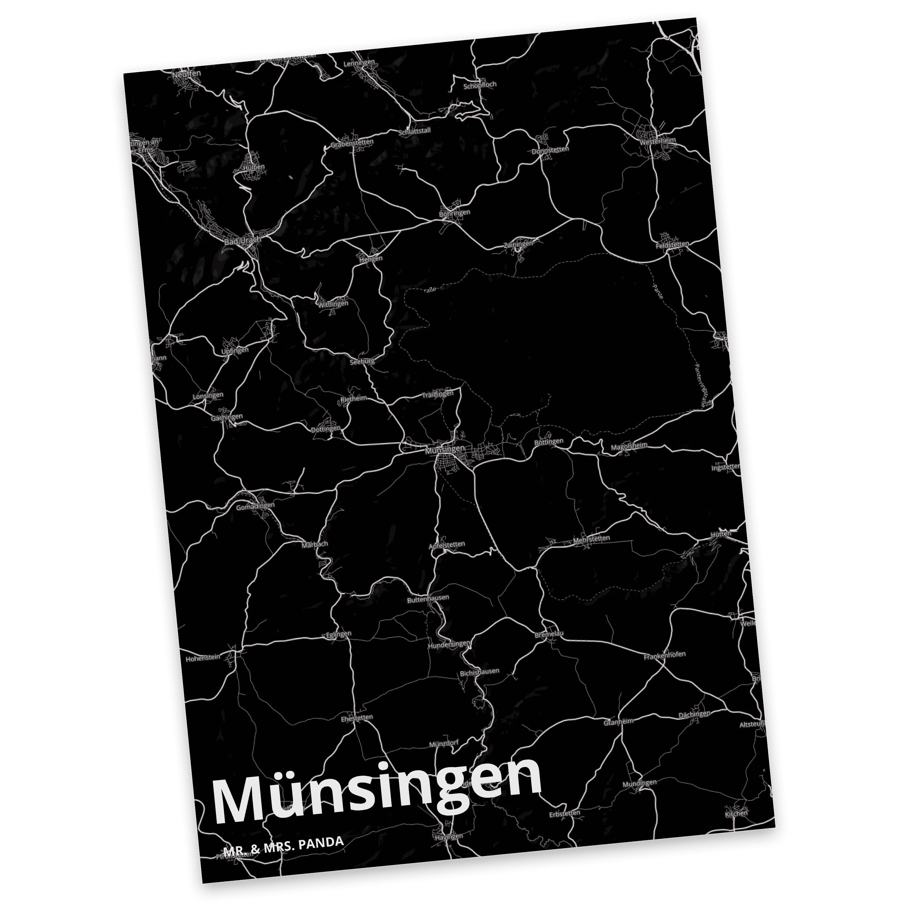 Landkarte Dorf Münsingen Mr. Geschenk, Mrs. - Postkarte Stadt Panda & Karte Städte, Dankeskarte,