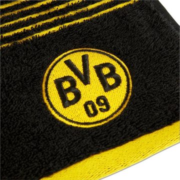 BVB Duschtuch BVB Duschtuch schwarz 70 x 140 cm, Baumwolle (Set, 1-St), Kleines BVB-Emblem an der Seite