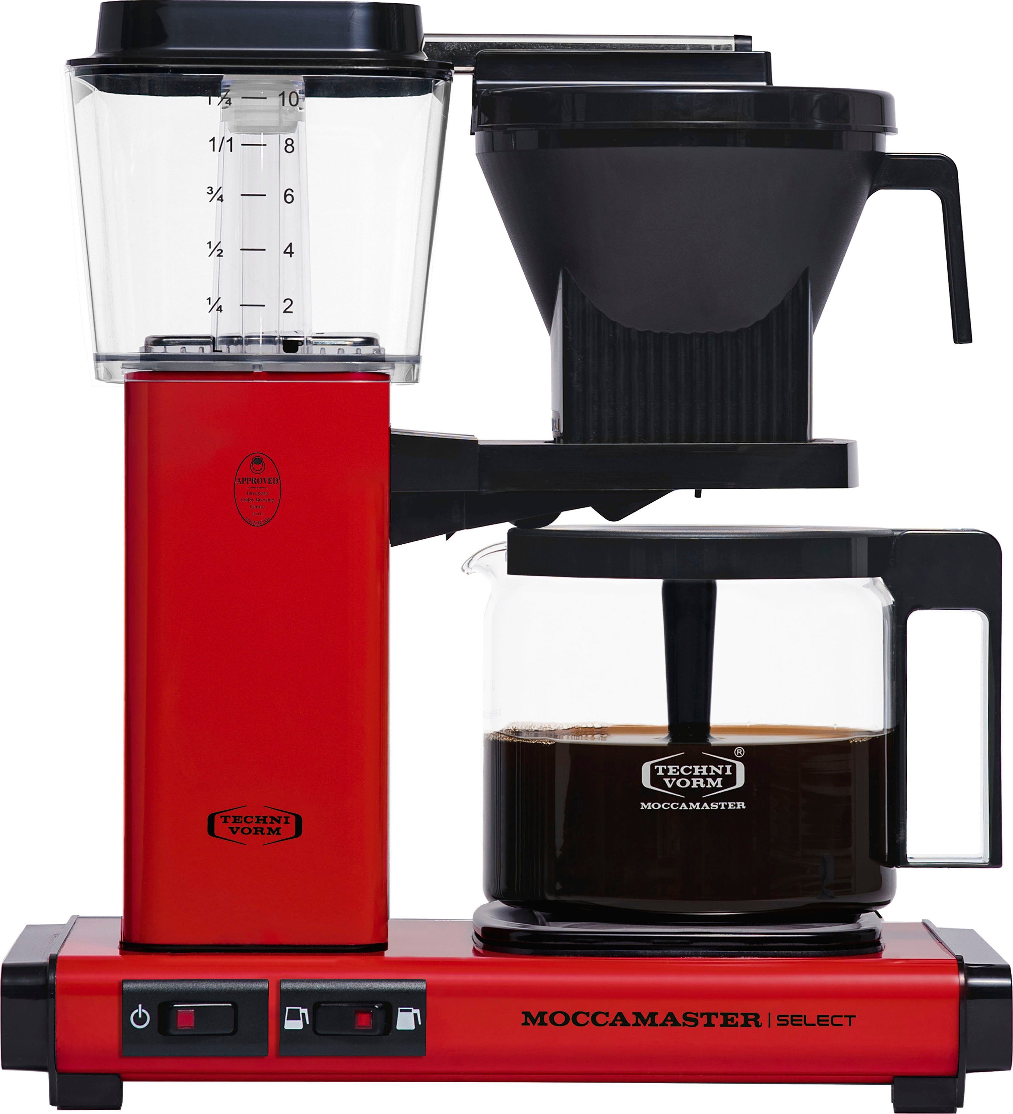 Moccamaster Filterkaffeemaschine KBG 1,25l red, Kaffeekanne, Papierfilter 1x4 Select