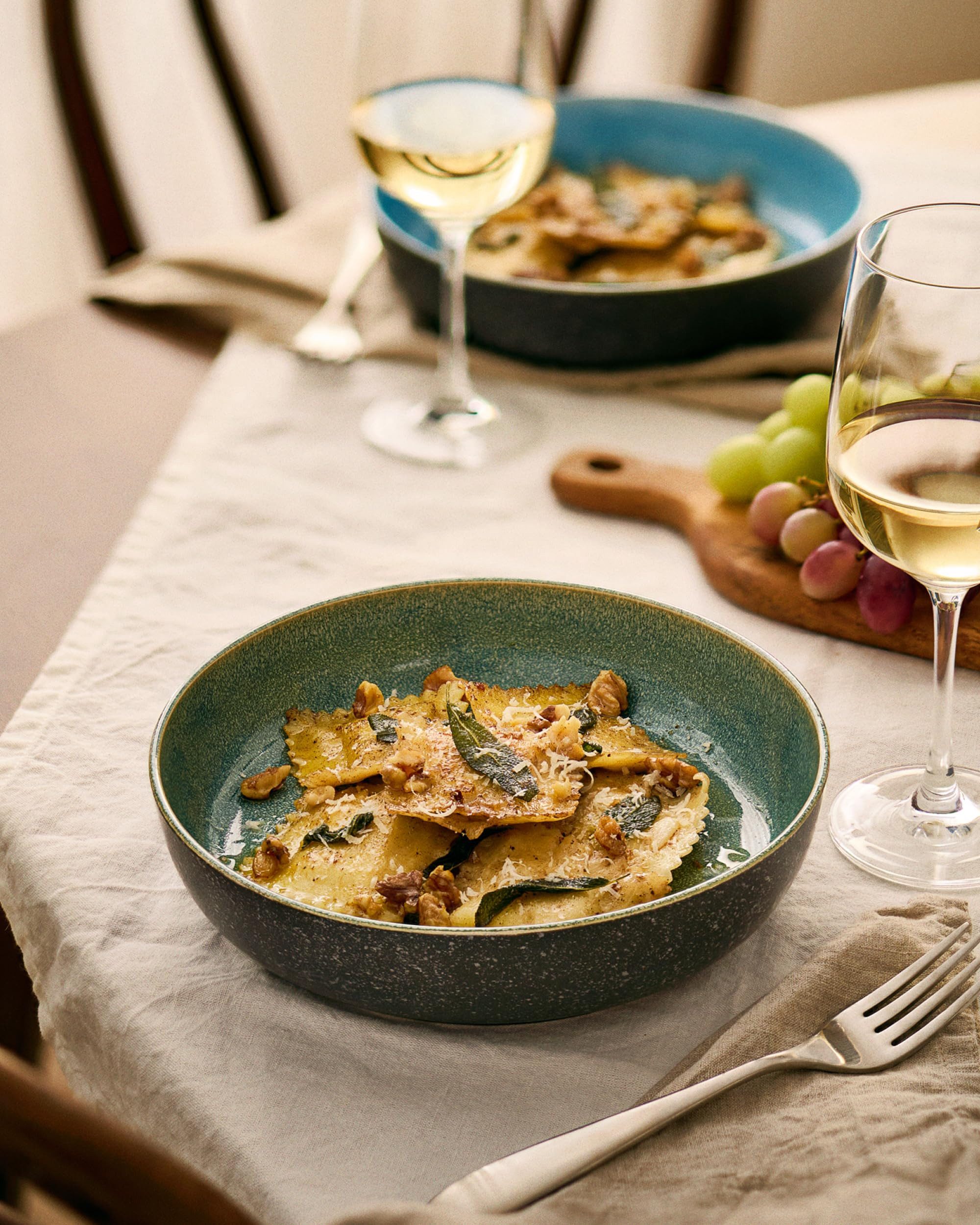 Cosumy Pastateller Steingut Geschirr Set 4 Personen – Handgefertigtes Tafelservice, (4 St), Handglasiert- Mikrowellenfest - Spülmaschinenfest – Design Geschirr