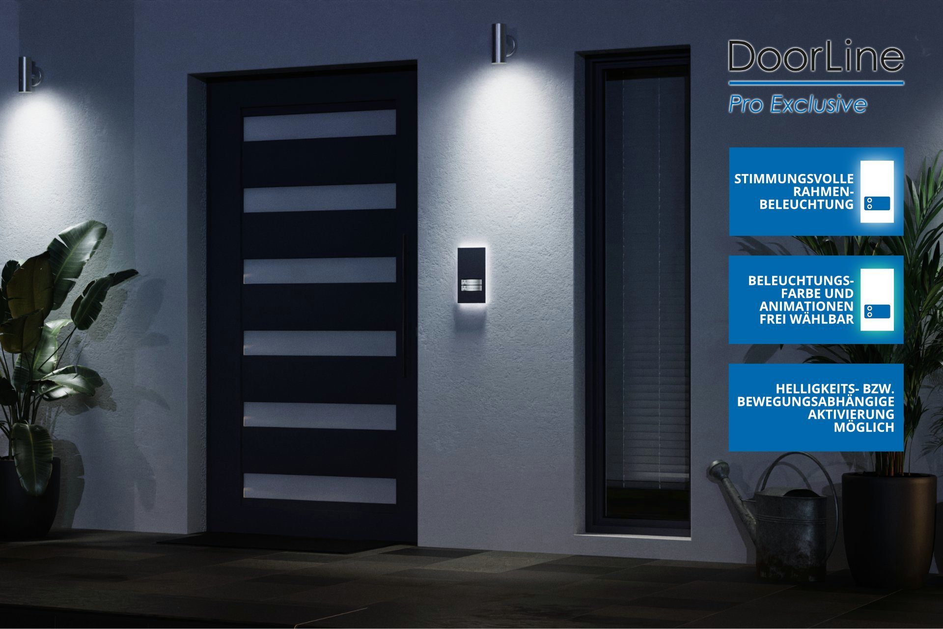 DoorLine Pro Zutrittskontrolle Exclusive Home Weiß wahlweise PIN-Code) (direkt Rufnummern, Smart Klingeltaster auf´s 1-4 über jeweils 2 Türklingel Telefon, an