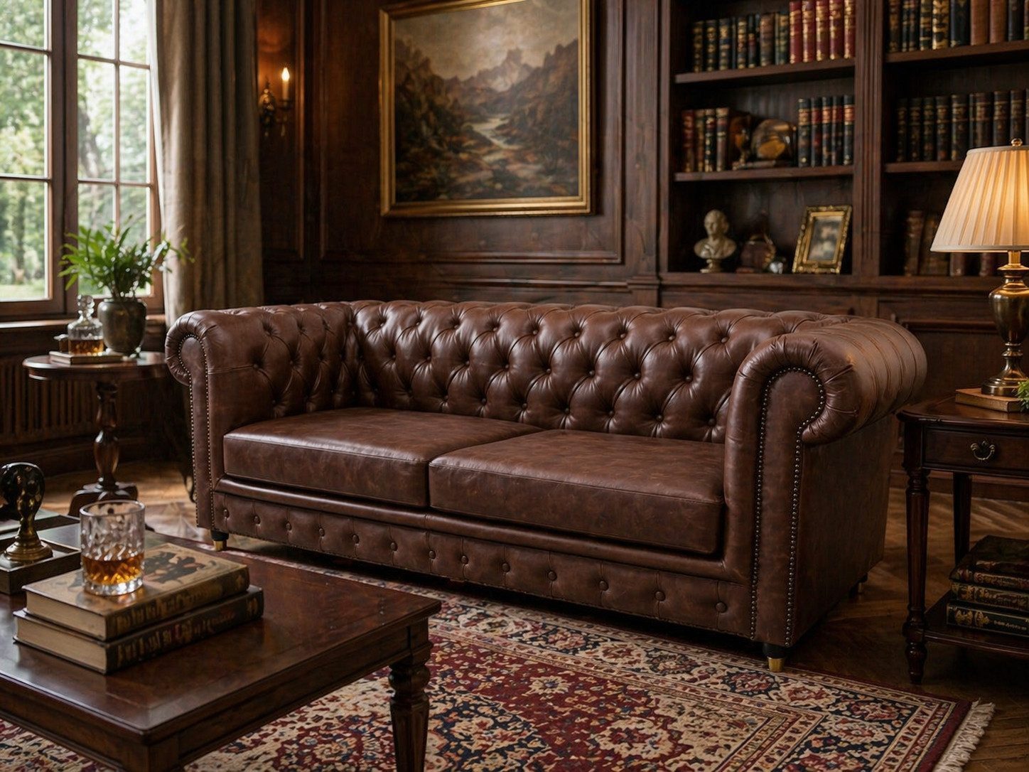 Xlmoebel Chesterfield-Sofa Elegantes Vintage Leder 3-Sitzer Luxus Komfort Design Sofa Sofort, Made in Europa