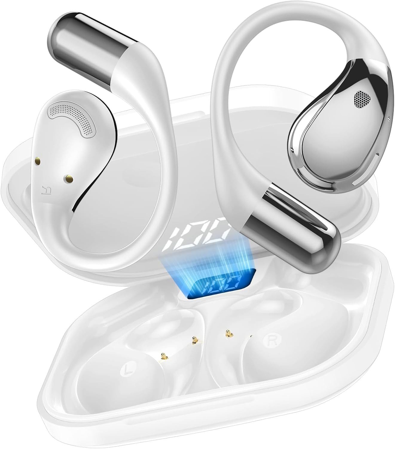 Fyrove 2026 Neue Open Ear Kopfhörer, In Ear Kopfhörer Bluetooth 6.0 Open-Ear-Kopfhörer (60H Spielzeit, IPX7 wasserdichte Bluetooth Open-Ear Sport Kopfhörer, Kopfhörer Kabellos Bluetooth HiFi Stereo mit Ohrhaken, ENC Noise Cancelling, HD-Mikrofon, kraftvollem Bass und komfortabler Passform für Sport, Büro und Alltag)