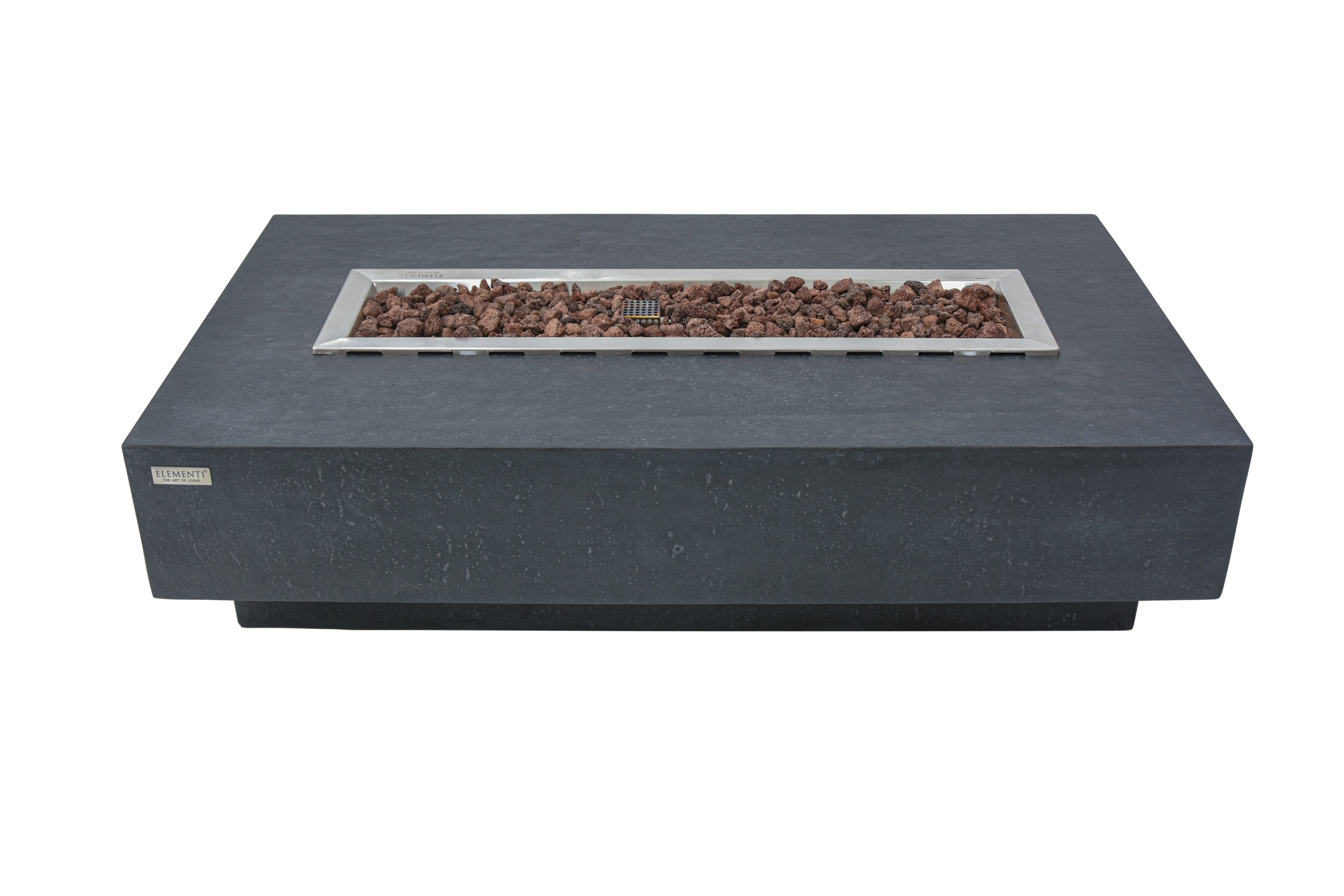 ELEMENTI Feuertisch HAMPTON Feuerstelle, (Einzelartikel, 1-St., Inklusive Wetterschutzhaube), Beton,(142x81x35cm)
