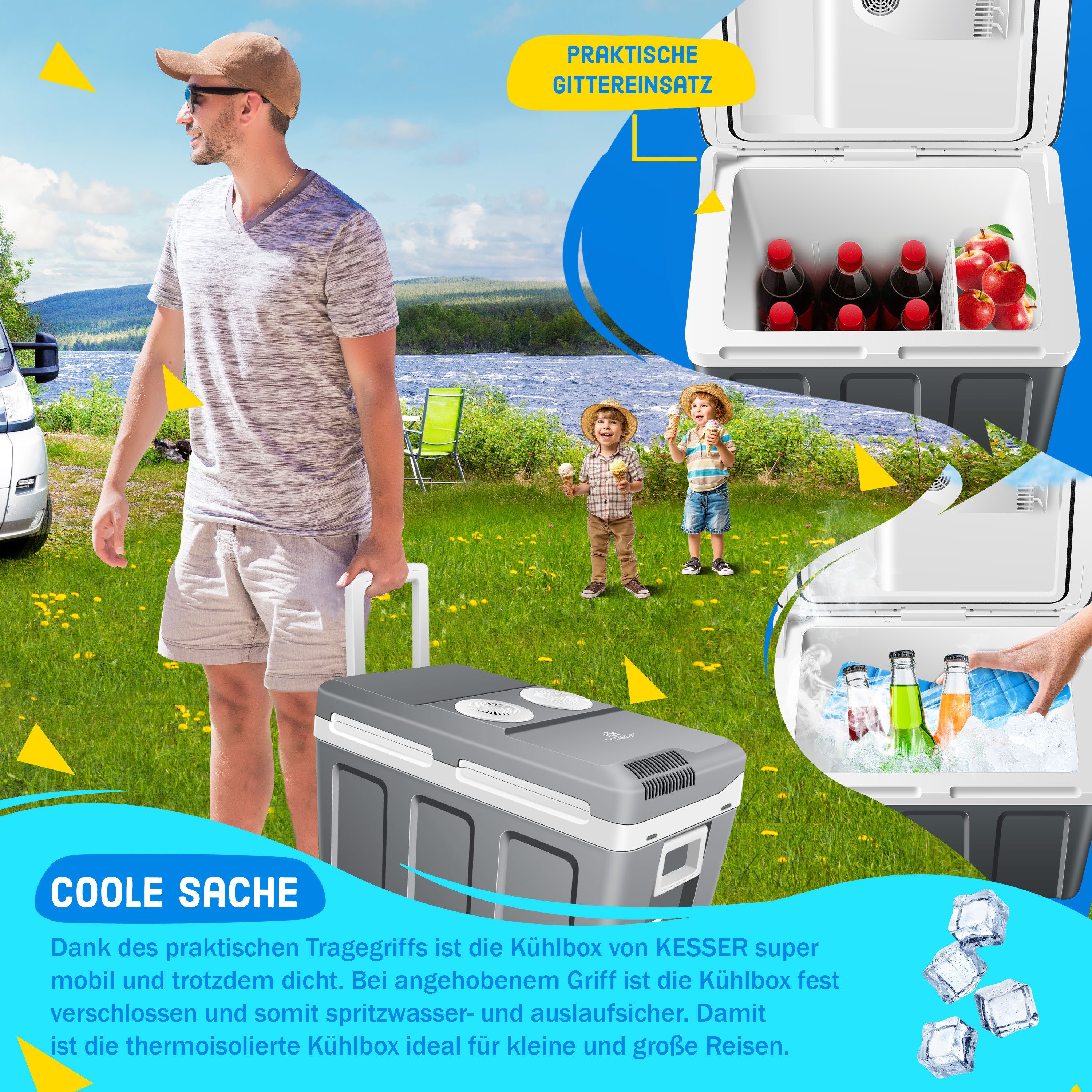 KESSER Kühlbox, 40 l, Thermo-Elektrisch Warmhalten & kühlen -18 bis 65° C für Auto & Camping