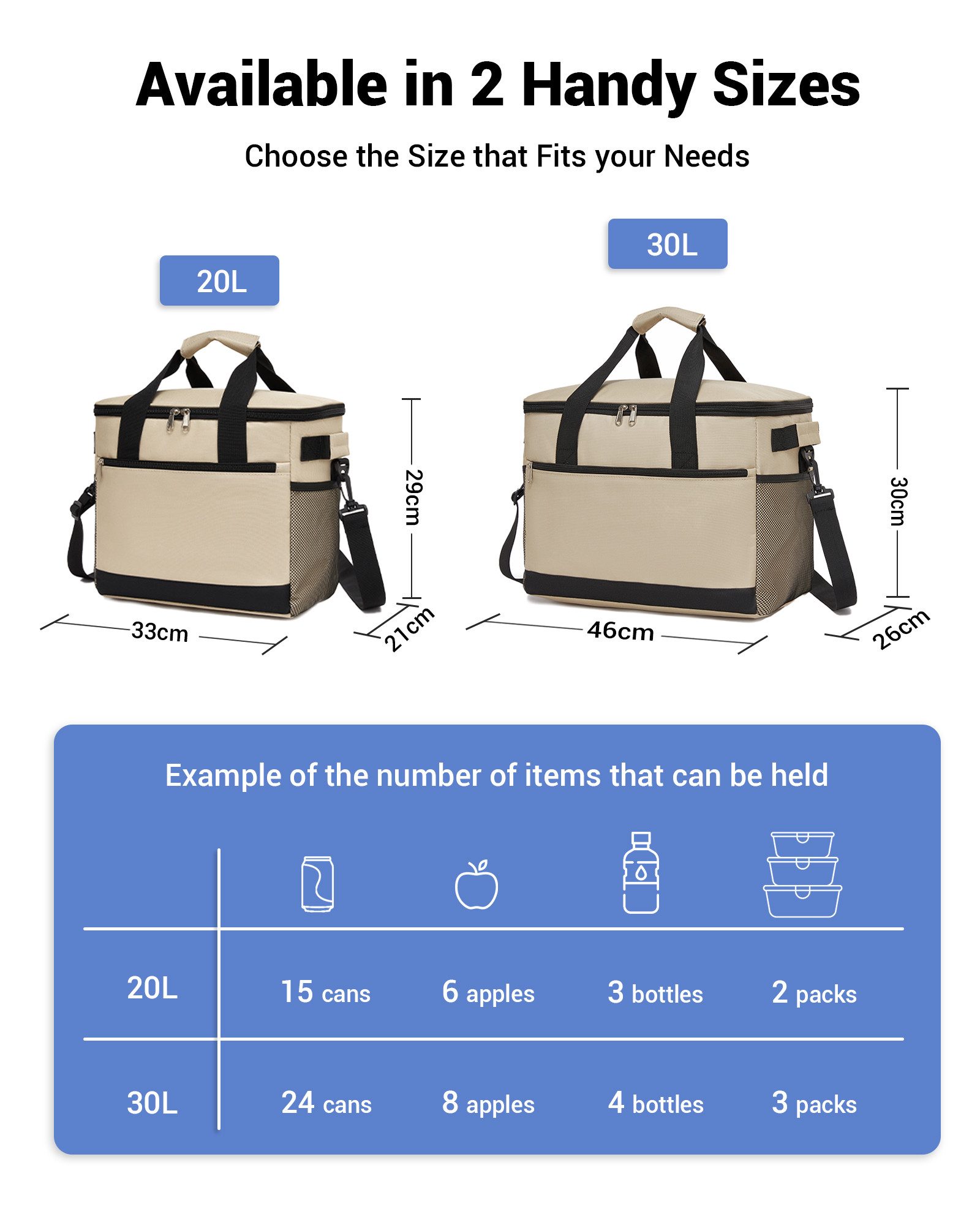 KONO Picknicktasche, Große isolierte Kühltasche mit langer Kühl- und Warmhaltefunktion