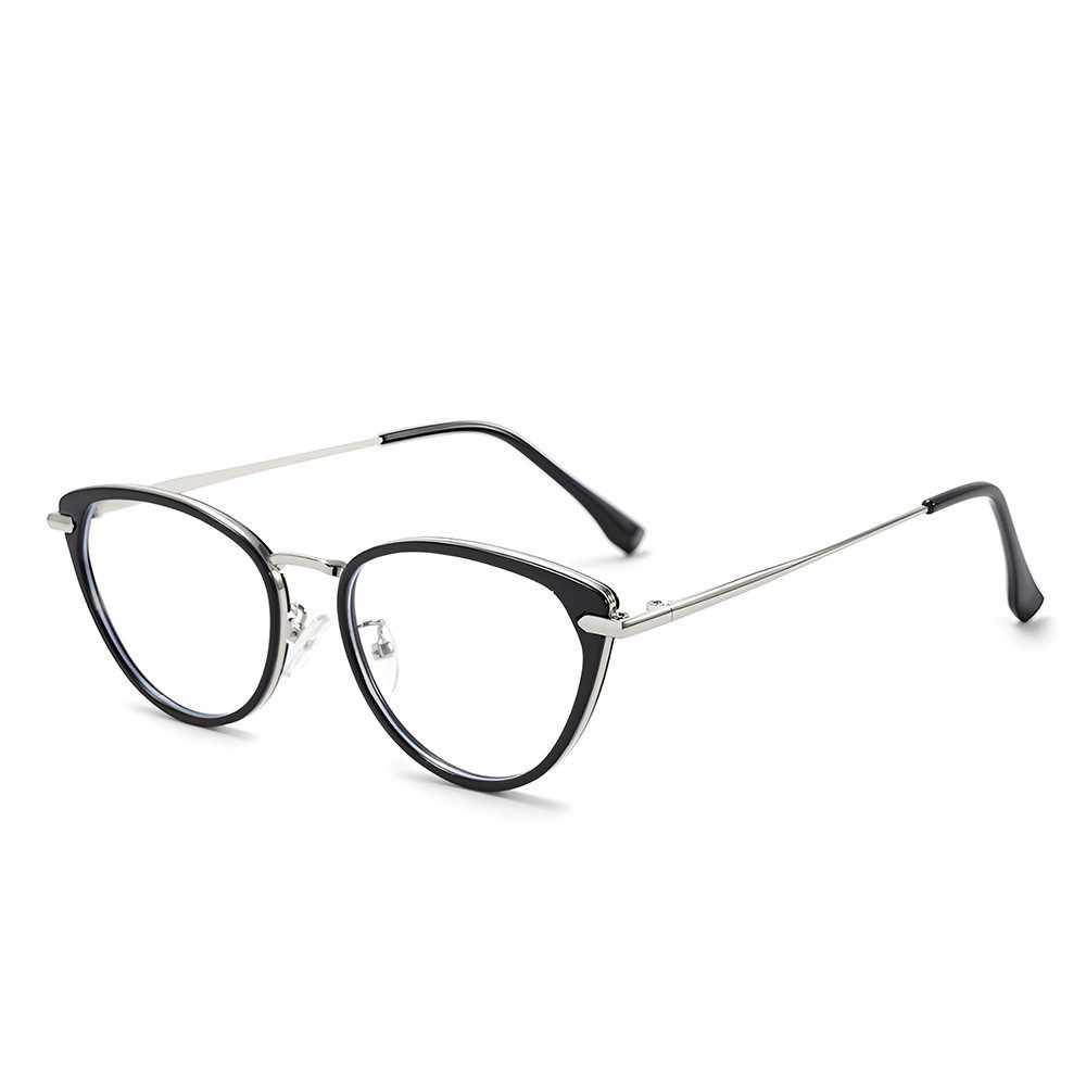 PACIEA Brille Ohne Sehstärke Damen Cat Eye Anti Blaulicht Metall Computerbrille