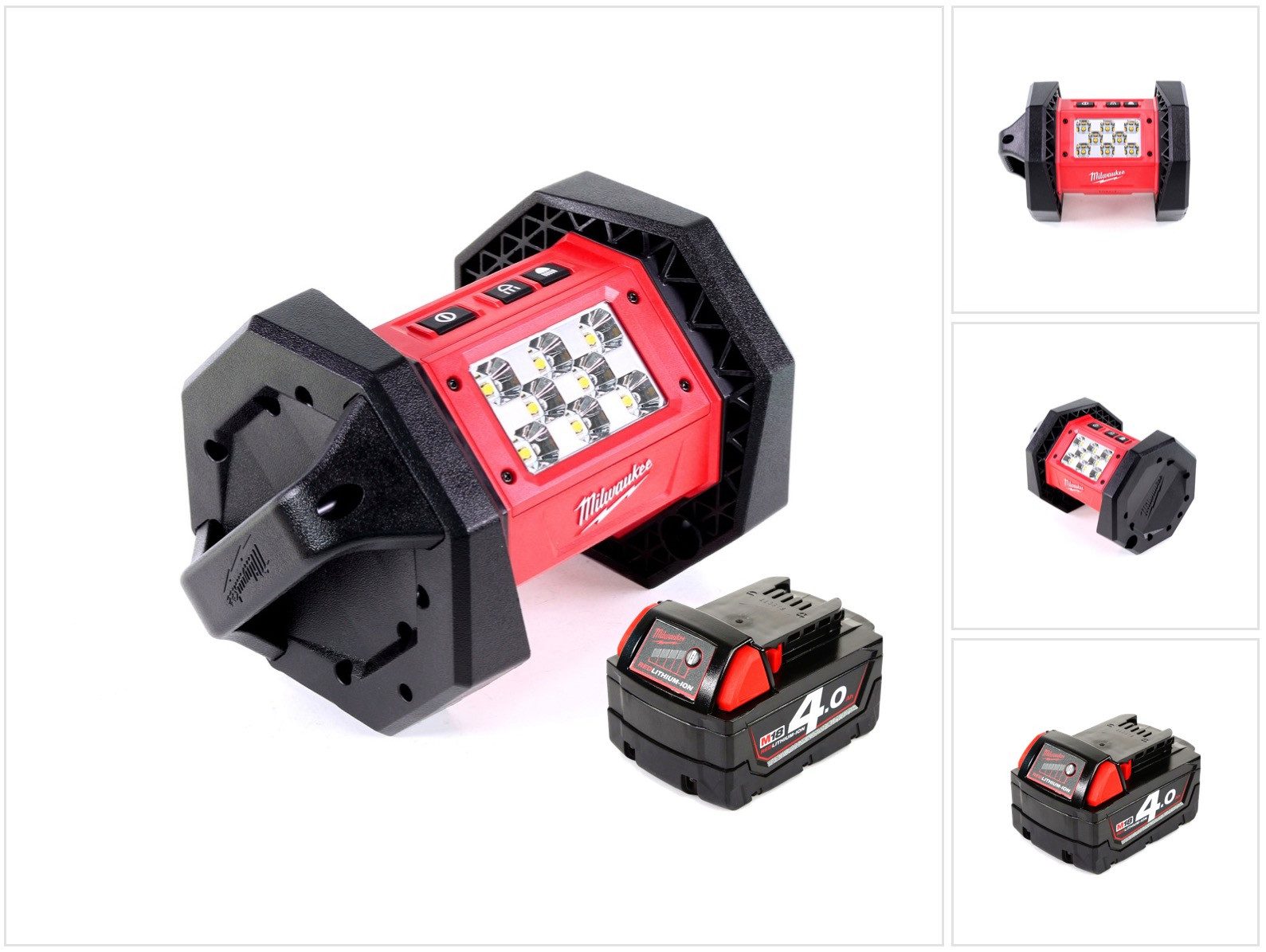 Milwaukee Baustrahler M18 AL-401 Akku LED Flutstrahler mit 1100 Lumen + 1x 4,0 Ah Akku
