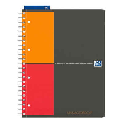 OXFORD Collegeblock International Managerbook, A4 liniert, 80 Blatt, mit 5 Register und PP-Schablone