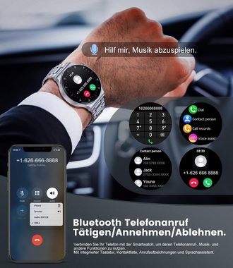 FEELNEVER Smartwatch (1,39 Zoll, Android iOS), Herren mit Telefonfunktion 100+ Sportmodi Wasserdicht Fitness Tracker