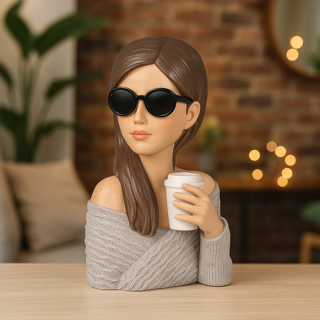 formano Dekofigur Deko-Büste Dame mit Sonnenbrille und Kaffeebecher Frauenf günstig online kaufen