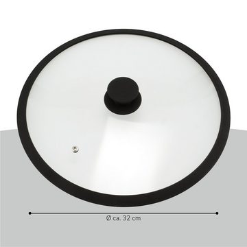 bremermann Topfdeckel Glasdeckel mit Silikonrand für 32 cm Töpfe und Pfannen, schwarz