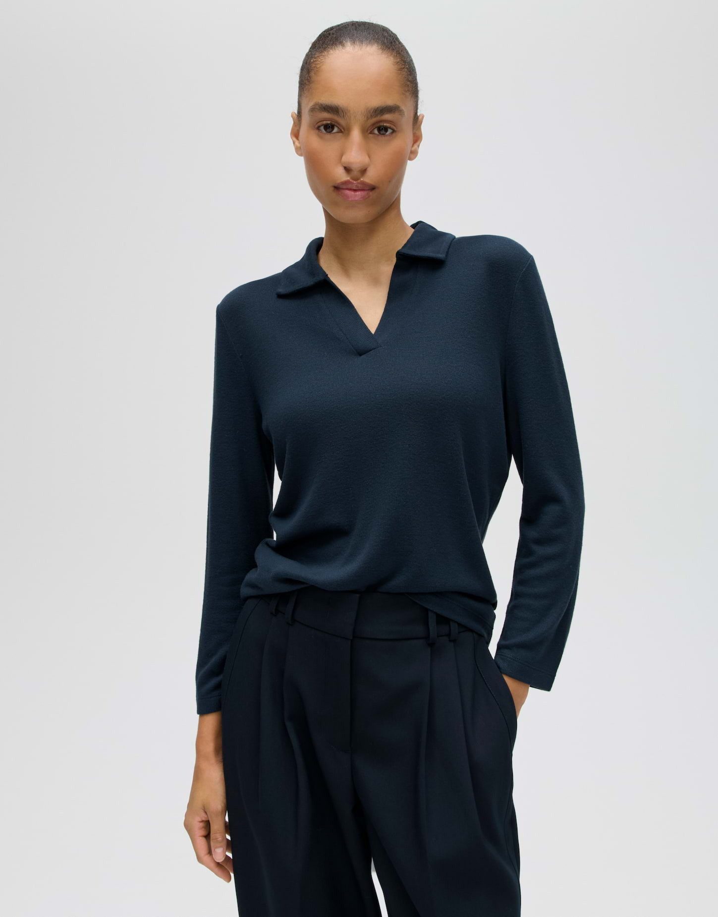 OPUS Poloshirt Poloshirt aus ECOVERO™ Viskosemix Slim Fit
