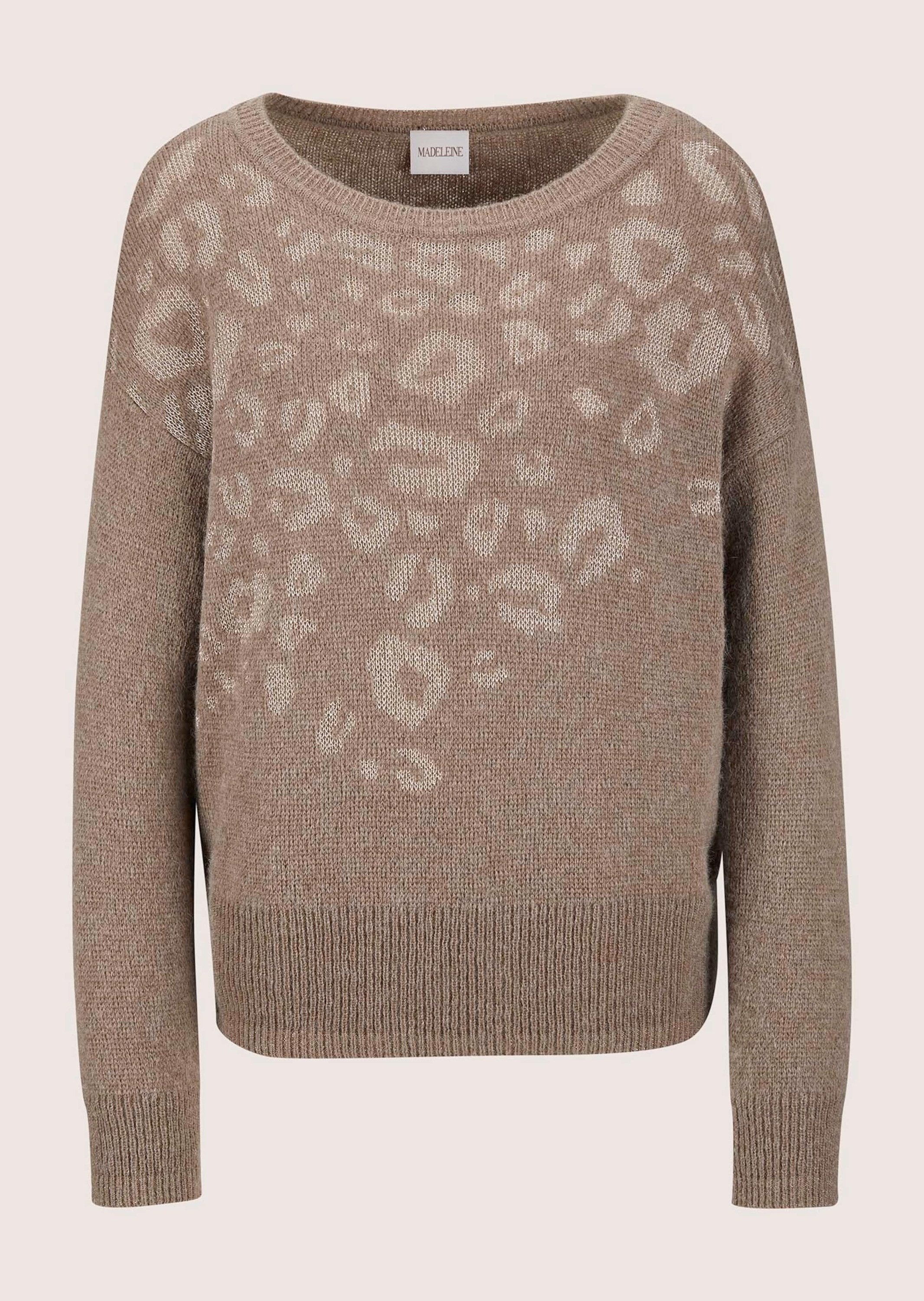 Strickpullover Kurzer Intarsienpullover mit Leo-Design