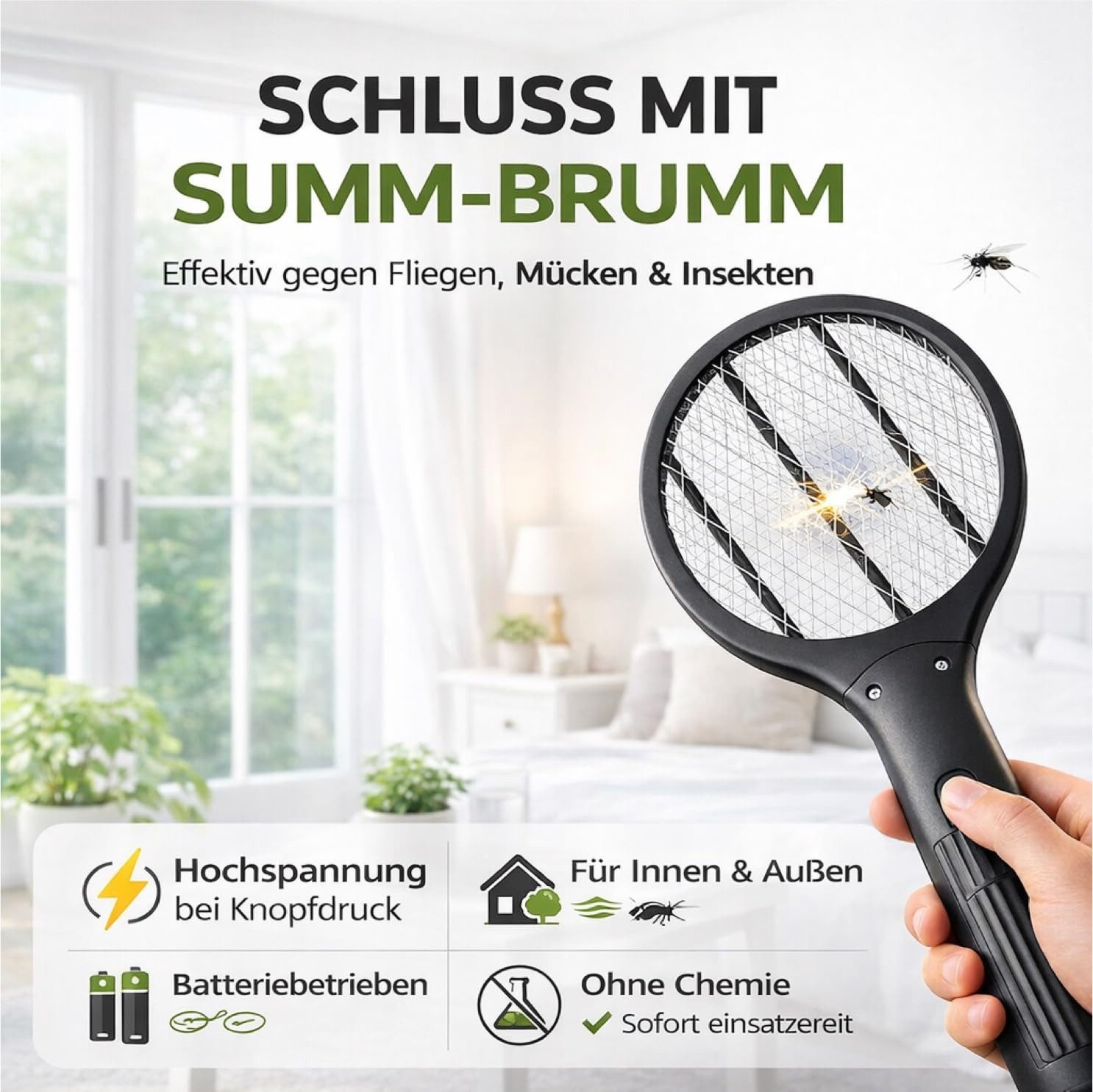 TK Gruppe Fliegenklatsche Elektrische Fliegenklatsche Insekten- und Fliegenfänger