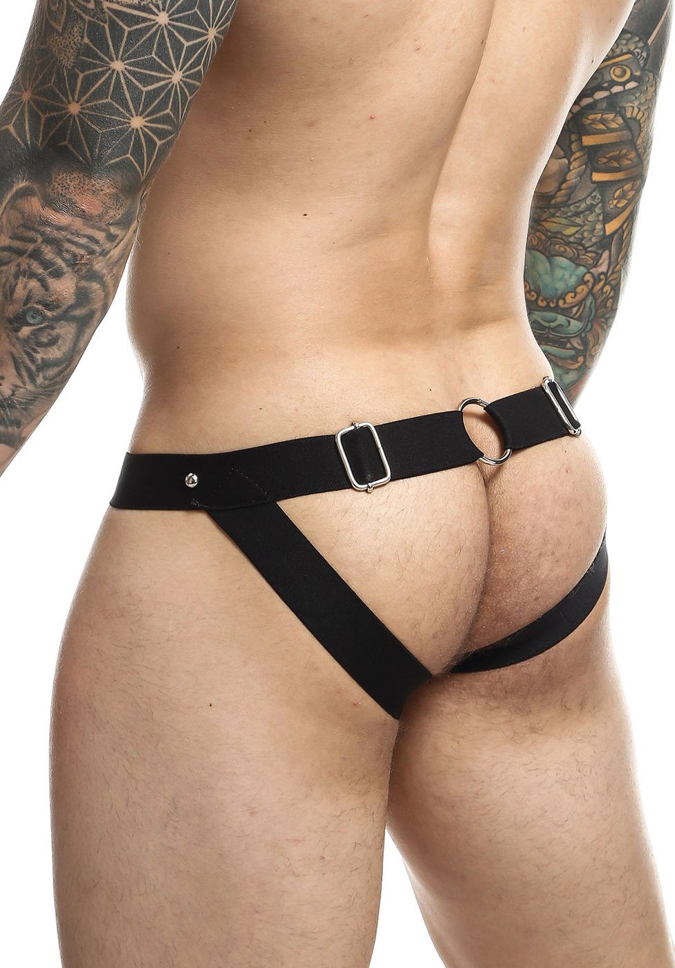 MOB Eroticwear String DNGEON Peekaboo Jockstrap Pofrei - gelb (1-St) hinten offen